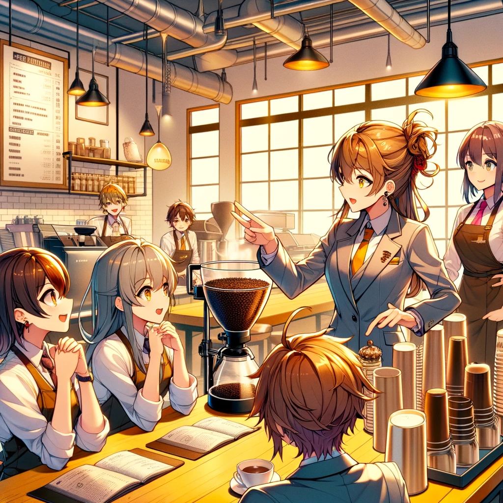 験豊富なマスタートレーナーが新しいトレーナーたちを指導しているシーン